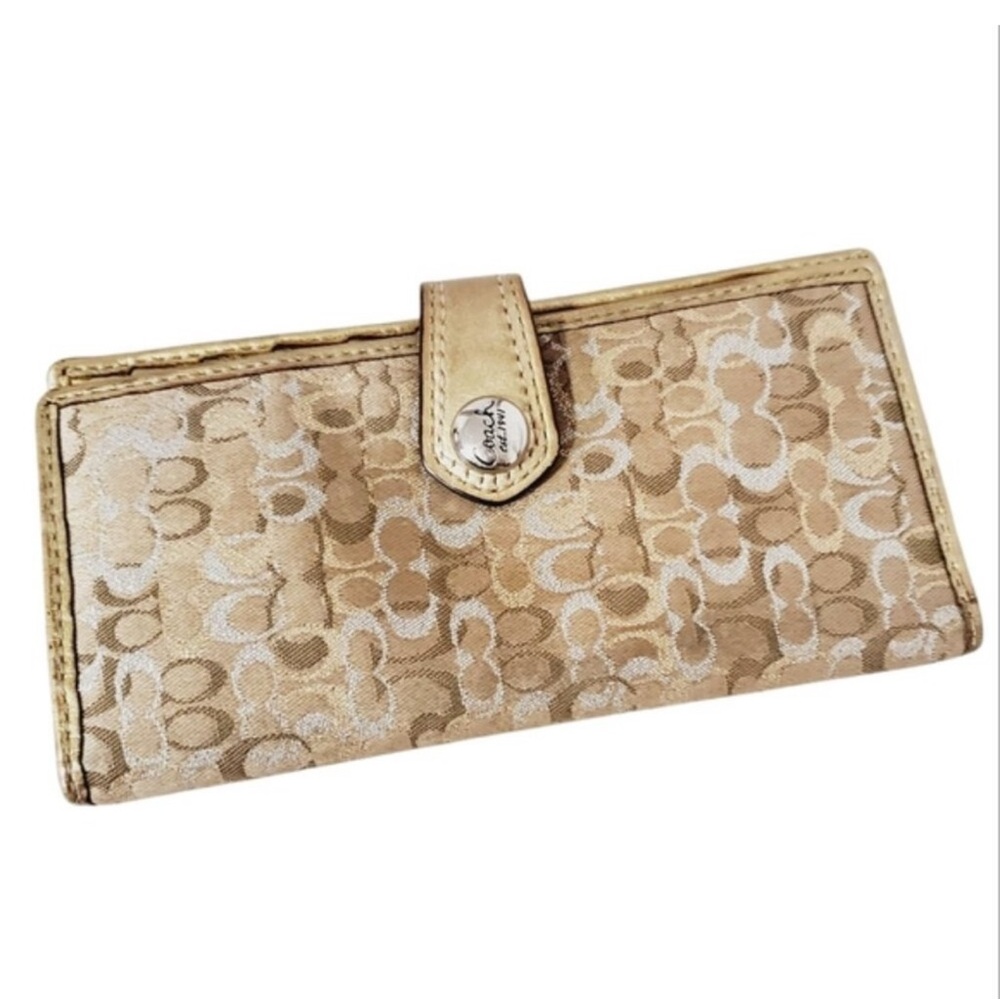 Coach Signature Canvas Gold Wallet
